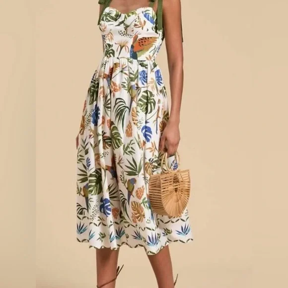 Tropical Print Sleeveless Dress